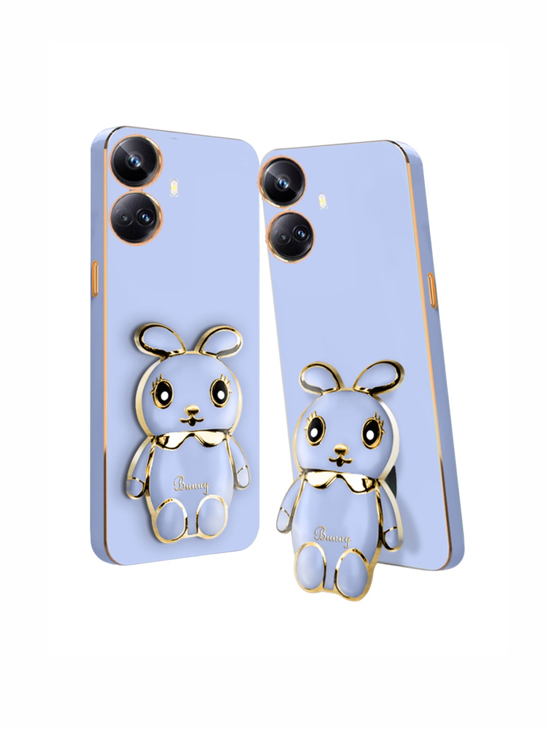 

Karwan Realme 10 Pro Plus 3D Mini Bunny with Folding Stand Back Cover Case, Blue