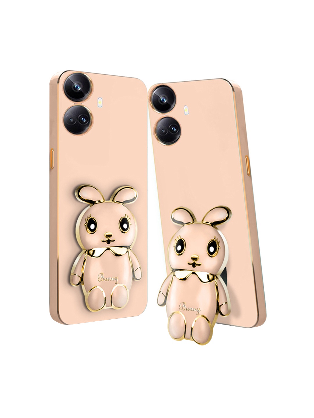 

Karwan Realme 10 Pro 3D Mini Bunny With Folding Stand Mobile Back Case, Pink