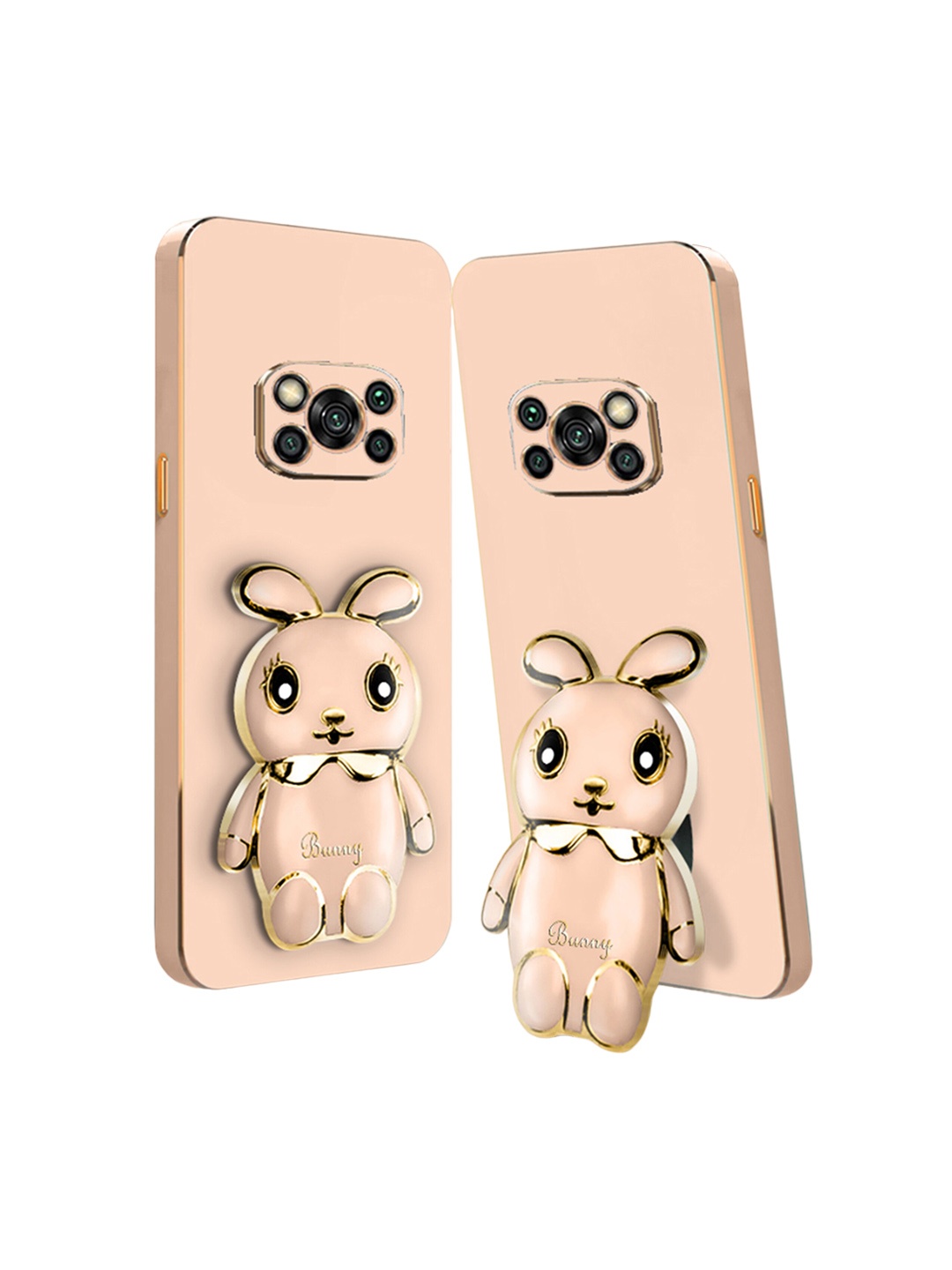 

Karwan Poco X3 3D Mini Bunny With Folding Stand Mobile Back Case, Pink