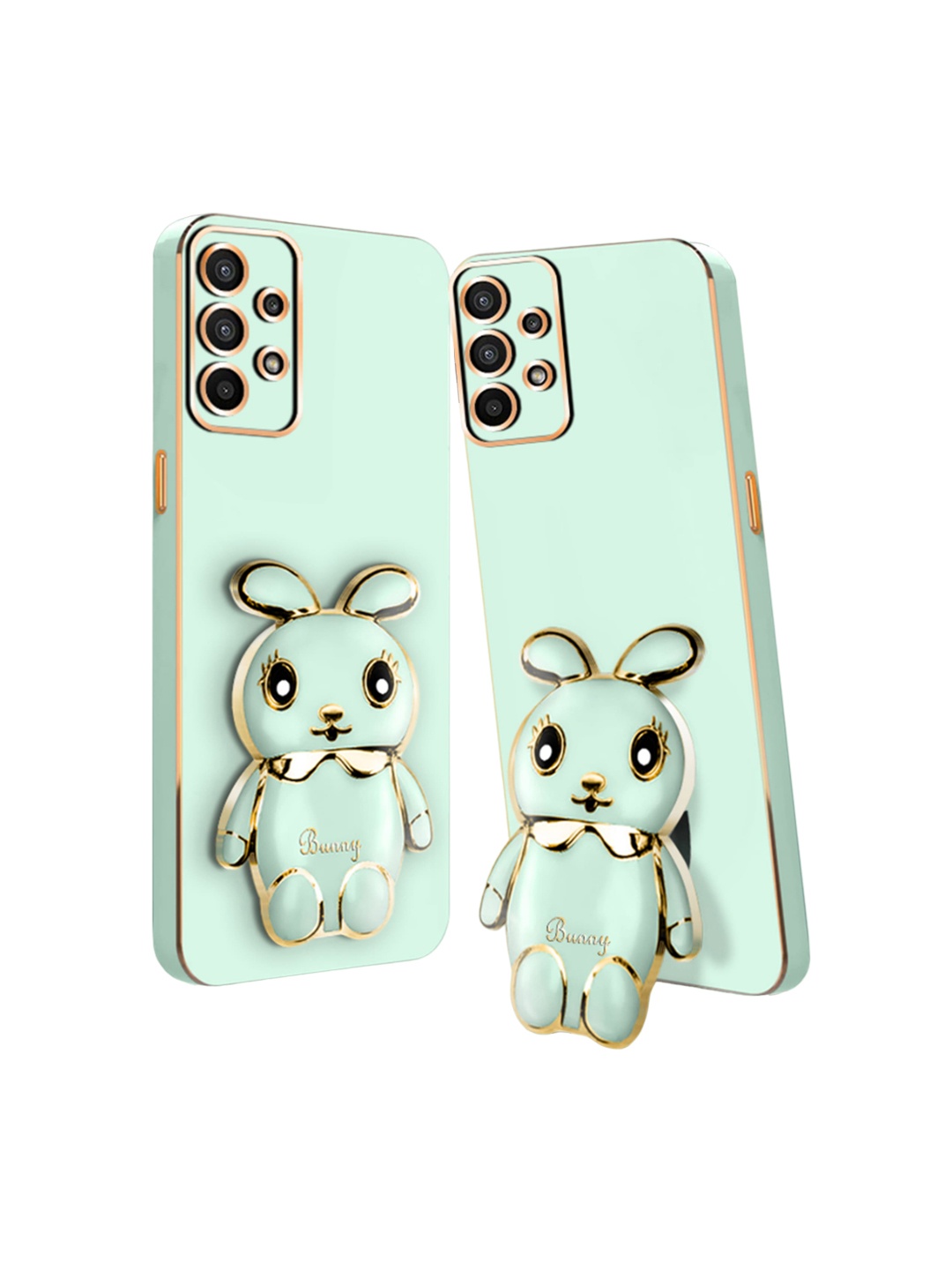 

Karwan Samsung A23 3D Mini Bunny With Folding Stand Mobile Back Case, Green
