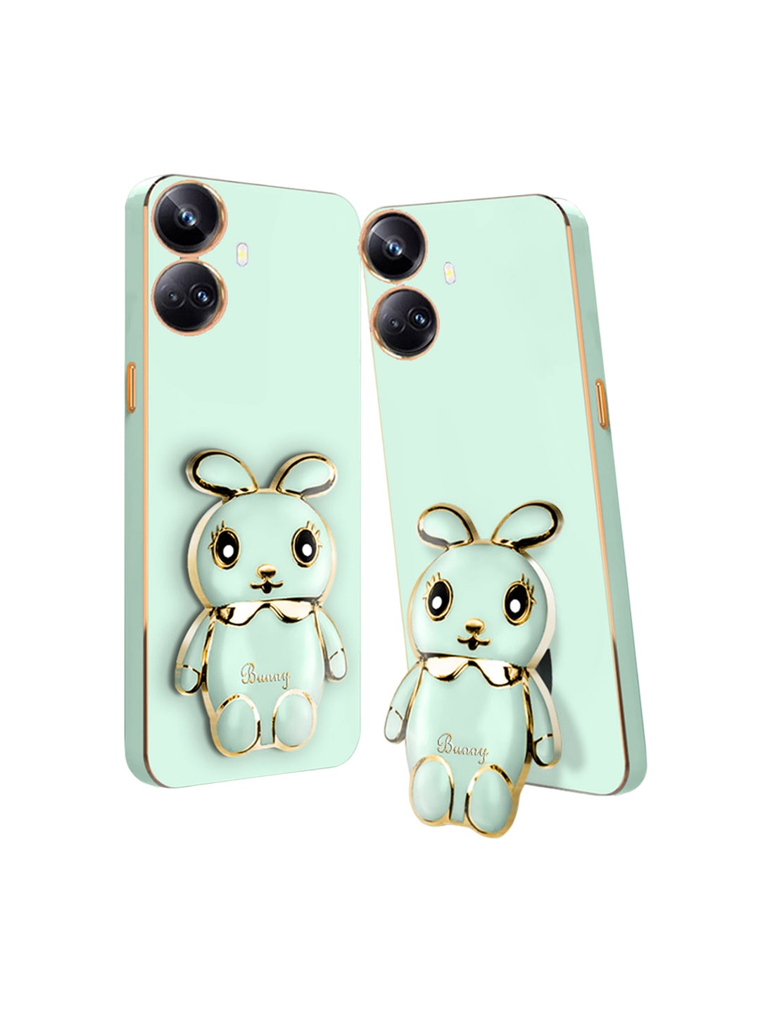 

Karwan Realme 10 Pro Plus 3D Mini Bunny With Folding Stand Mobile Back Case, Green