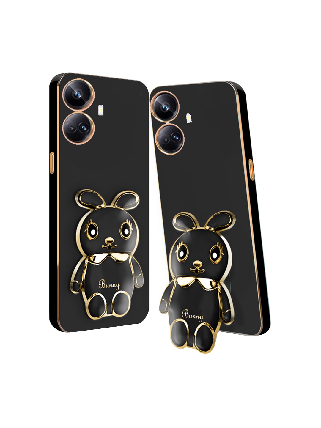 

Karwan Realme 10 Pro Plus 3D Mini Bunny With Folding Stand Mobile Back Case, Black