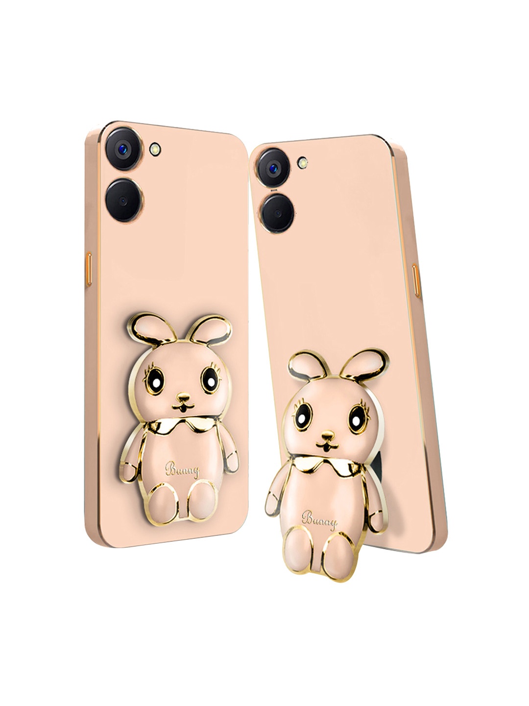 

Karwan Realme 10 4G 3D Mini Bunny With Folding Stand Mobile Back Cover Case, Pink