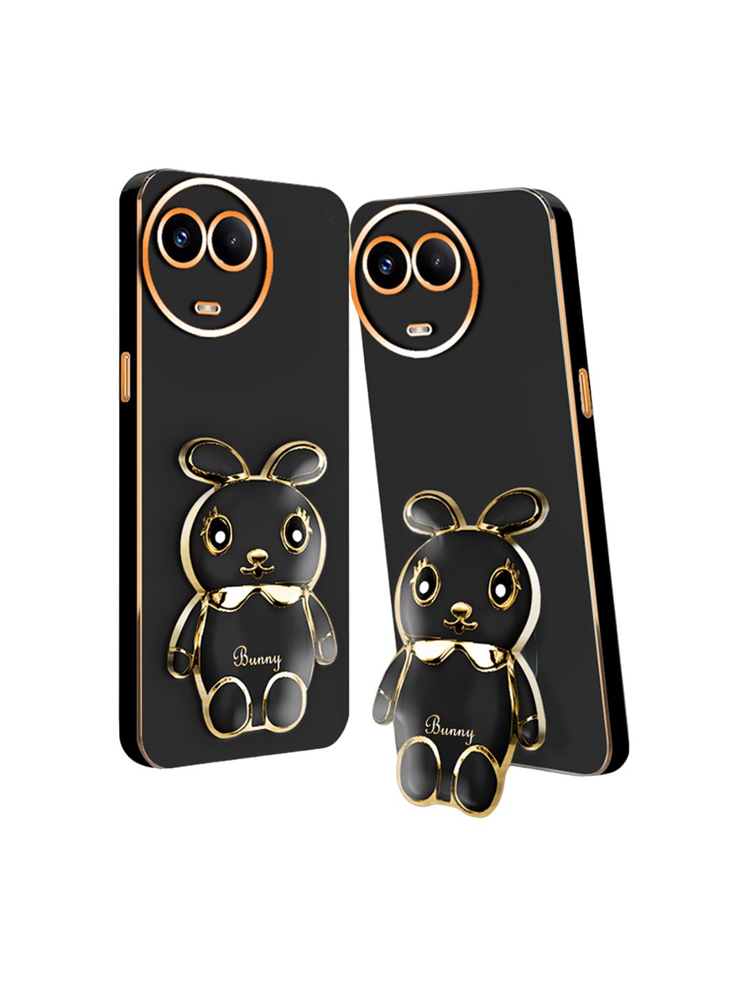 

Karwan Realme 11X 3D Mini Bunny With Folding Stand Back Cover Case, Black