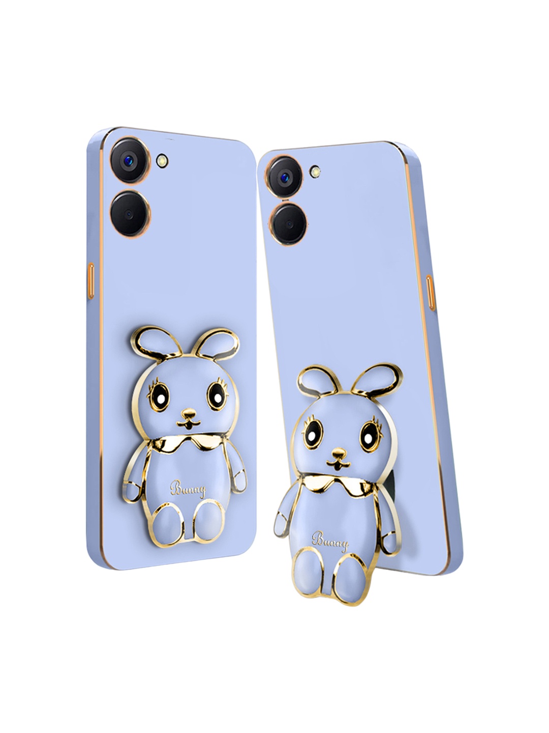 

Karwan Realme 10 4G 3D Mini Bunny With Folding Stand Back Cover Case, Blue