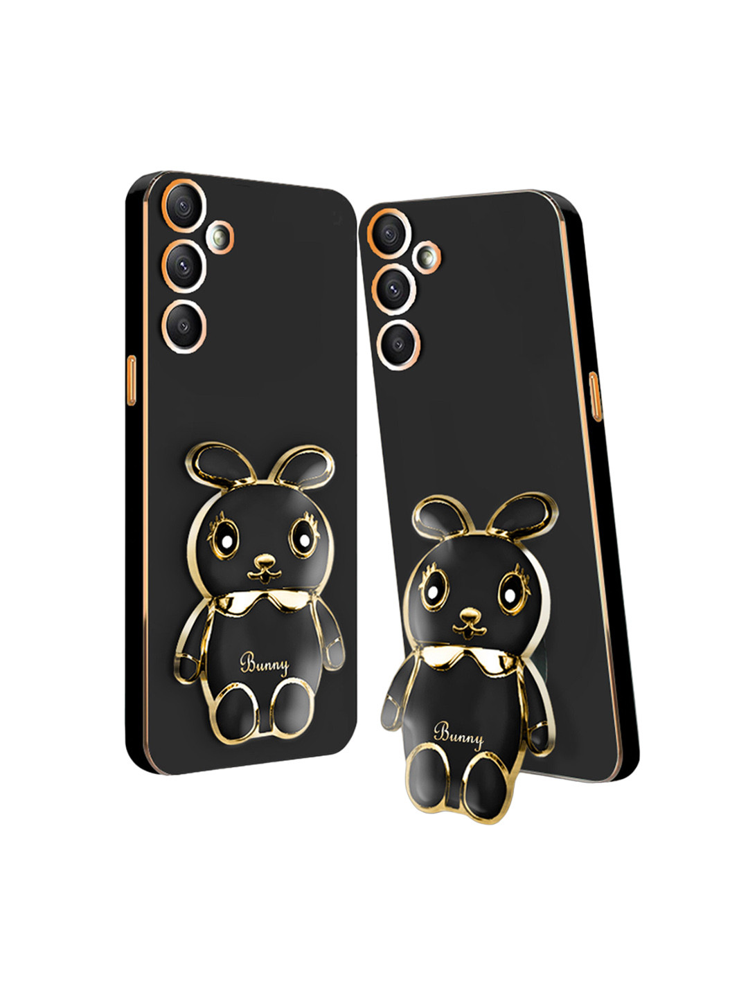

Karwan Samsung A34 3D Mini Bunny With Folding Stand Back Cover Case, Black