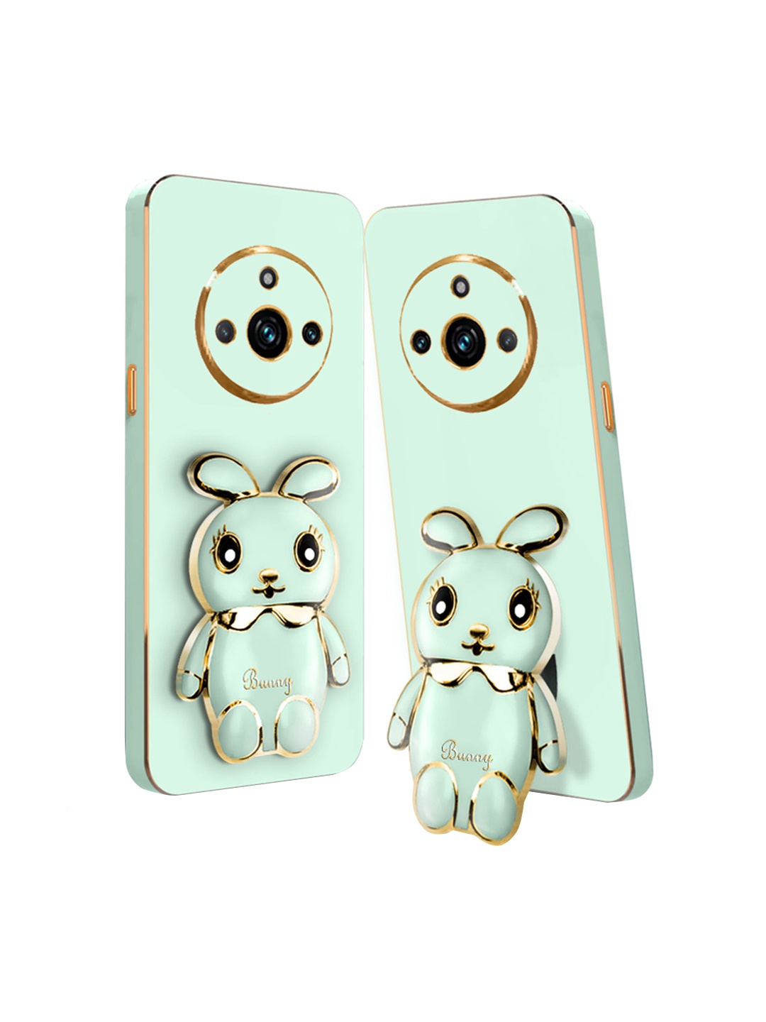 

Karwan Realme 11 Pro 3D Mini Bunny With Folding Stand Back Cover Case, Green