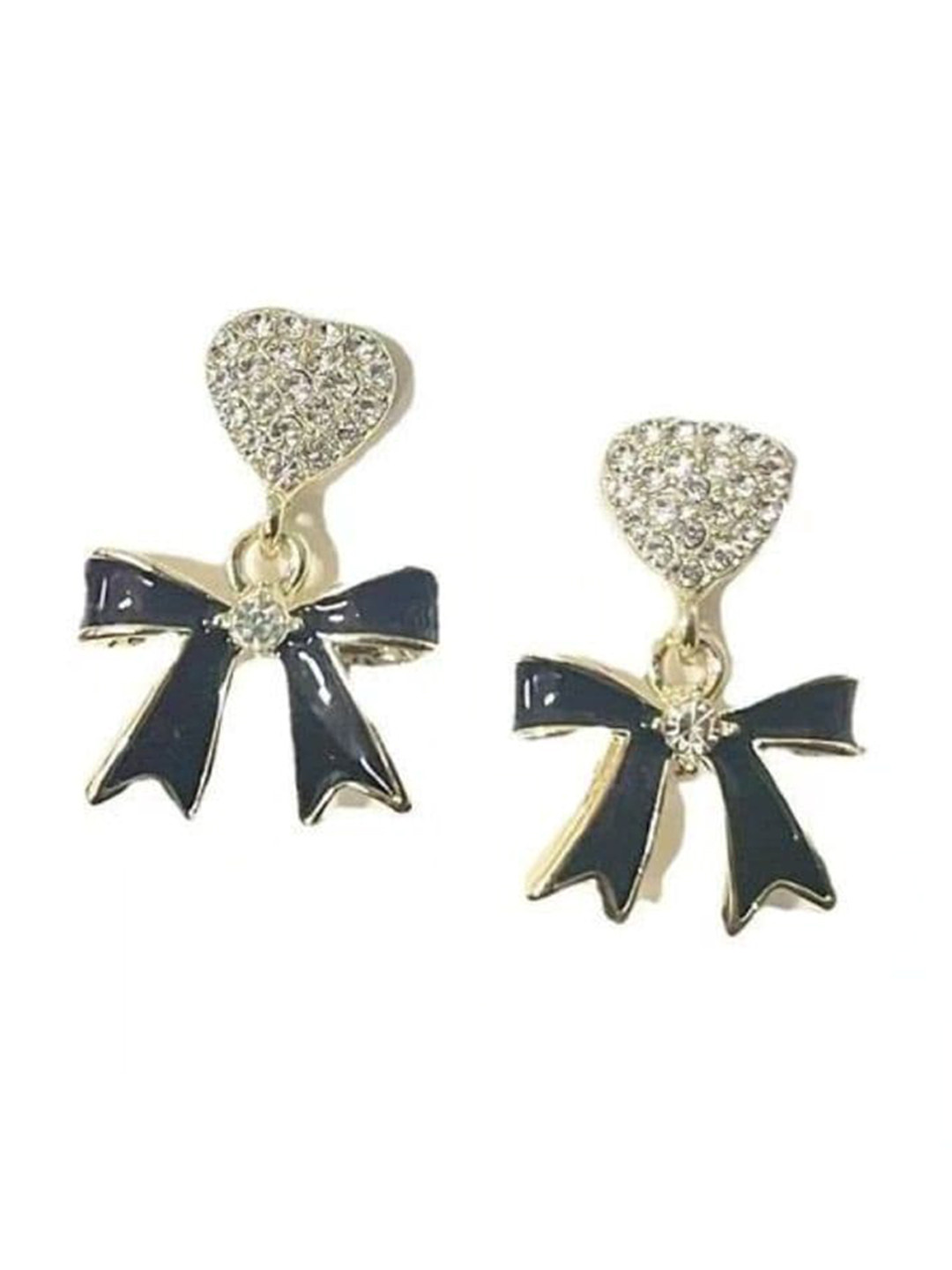

Pinapes Rhodium-Plated Rhinestone Heart Shaped Drop Earrings, Gold