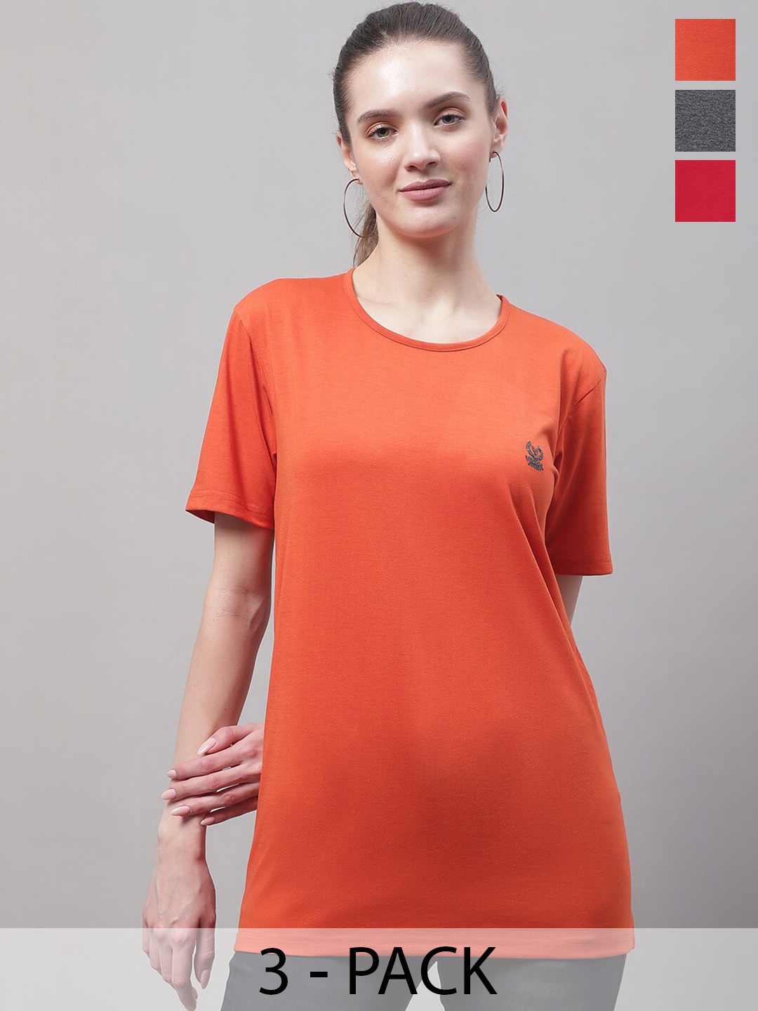 

MACK JONNEY Pack of 3 Cotton T-shirt, Orange