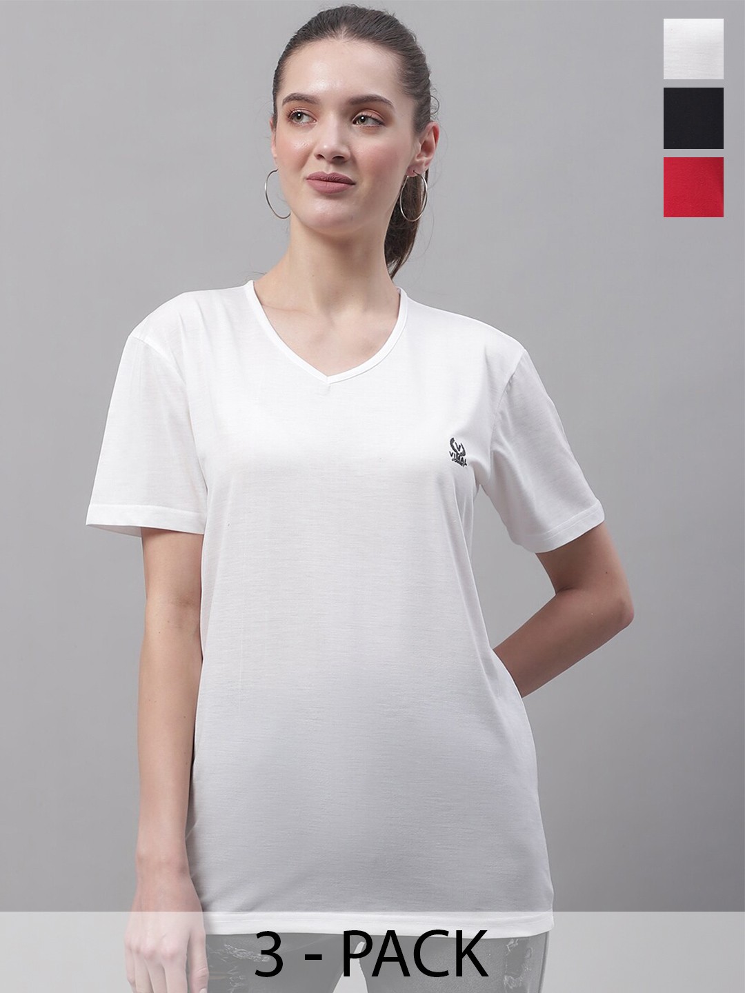 

MACK JONNEY Pack Of 3 V-Neck Cotton T-shirt, White