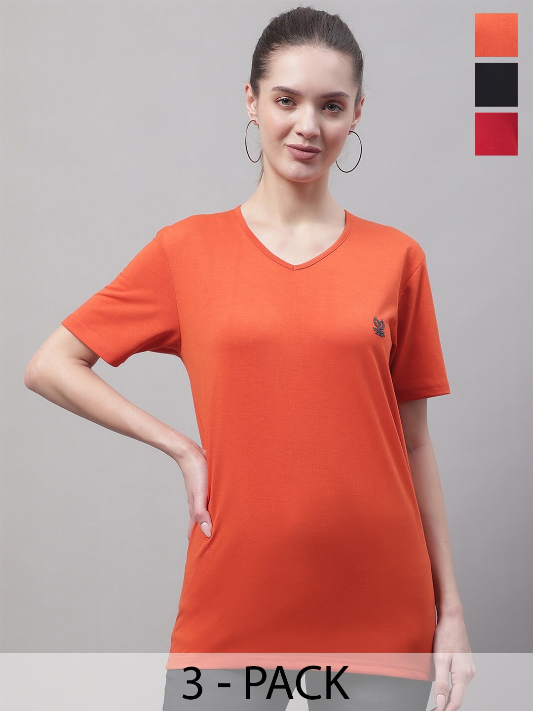 

MACK JONNEY Pack Of 3 Cotton T-shirt, Orange