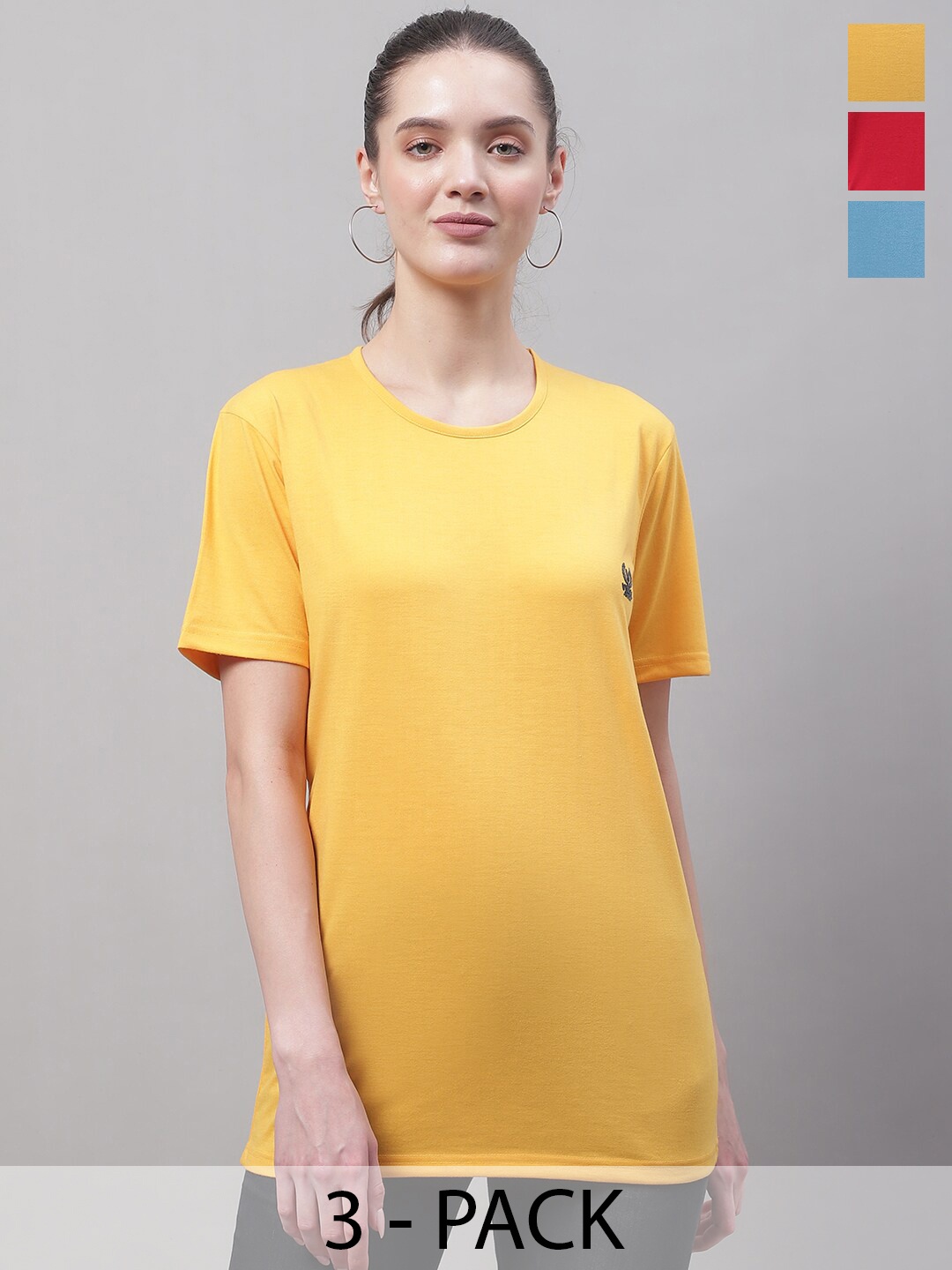 

MACK JONNEY Pack Of 3 Cotton T-shirt, Yellow