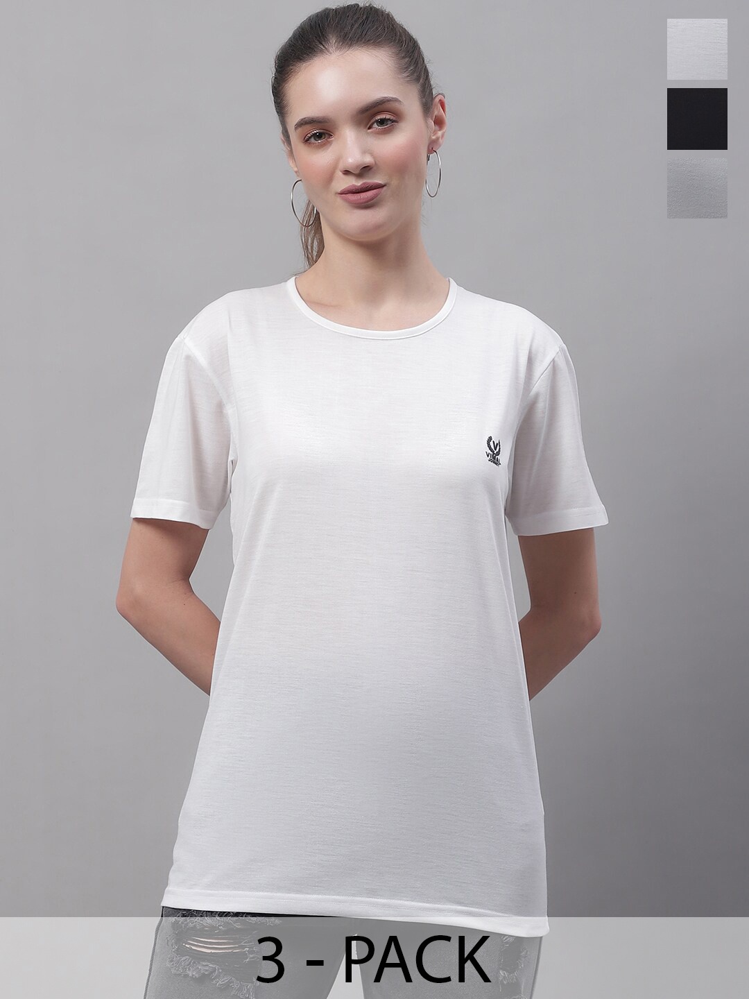 

MACK JONNEY Pack Of 3 Round Neck Cotton T-shirt, White