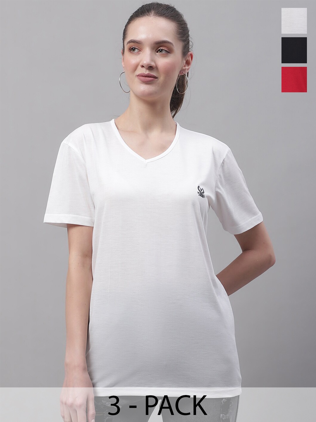 

MACK JONNEY Pack Of 3 V-Neck Cotton T-shirts, White