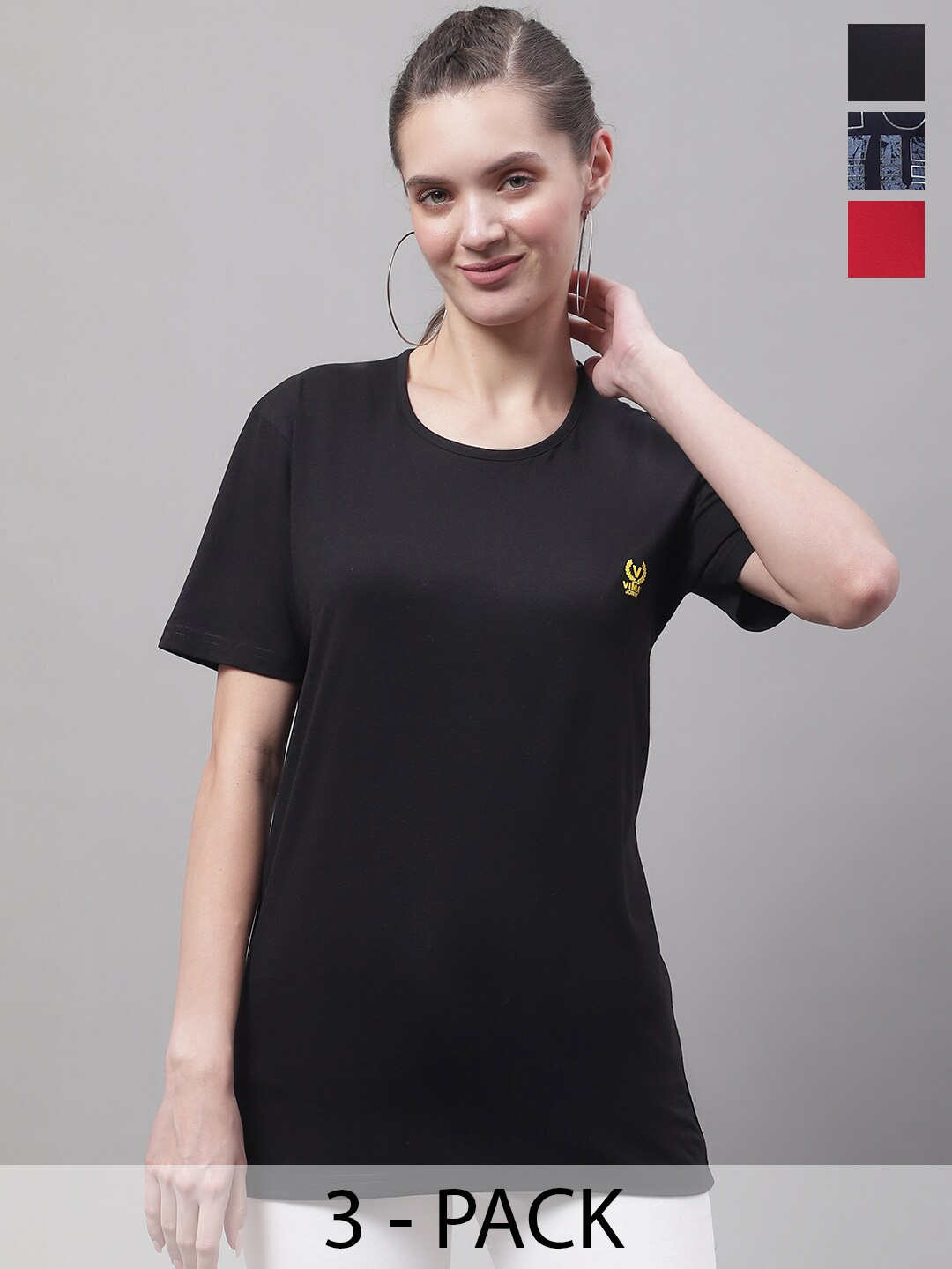 

MACK JONNEY Pack Of 3 Cotton T-shirt, Black