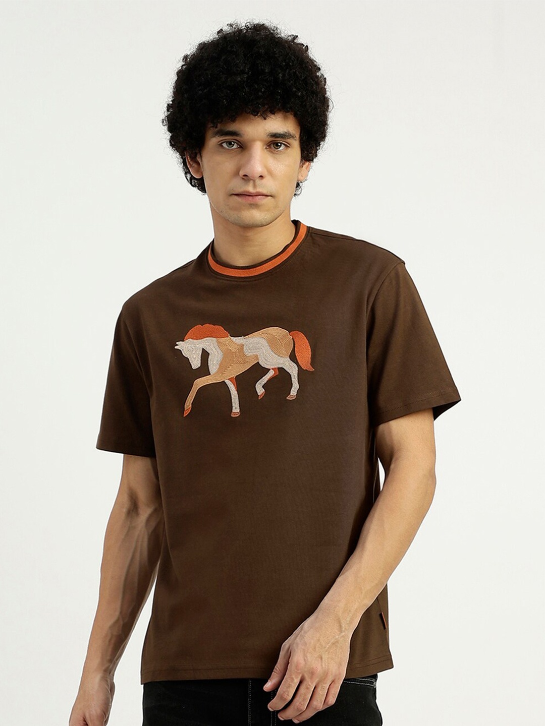 

United Colors of Benetton Graphic Printed Pure Cotton T-shirt, Brown