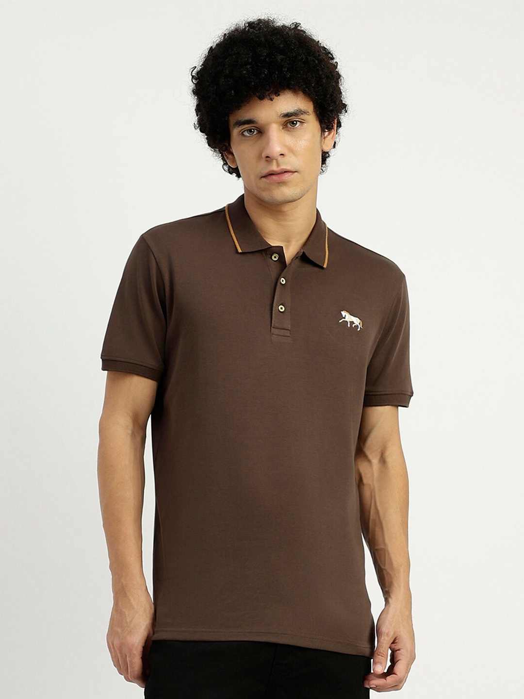 

United Colors of Benetton Polo Collar Pure Cotton T-shirt, Brown