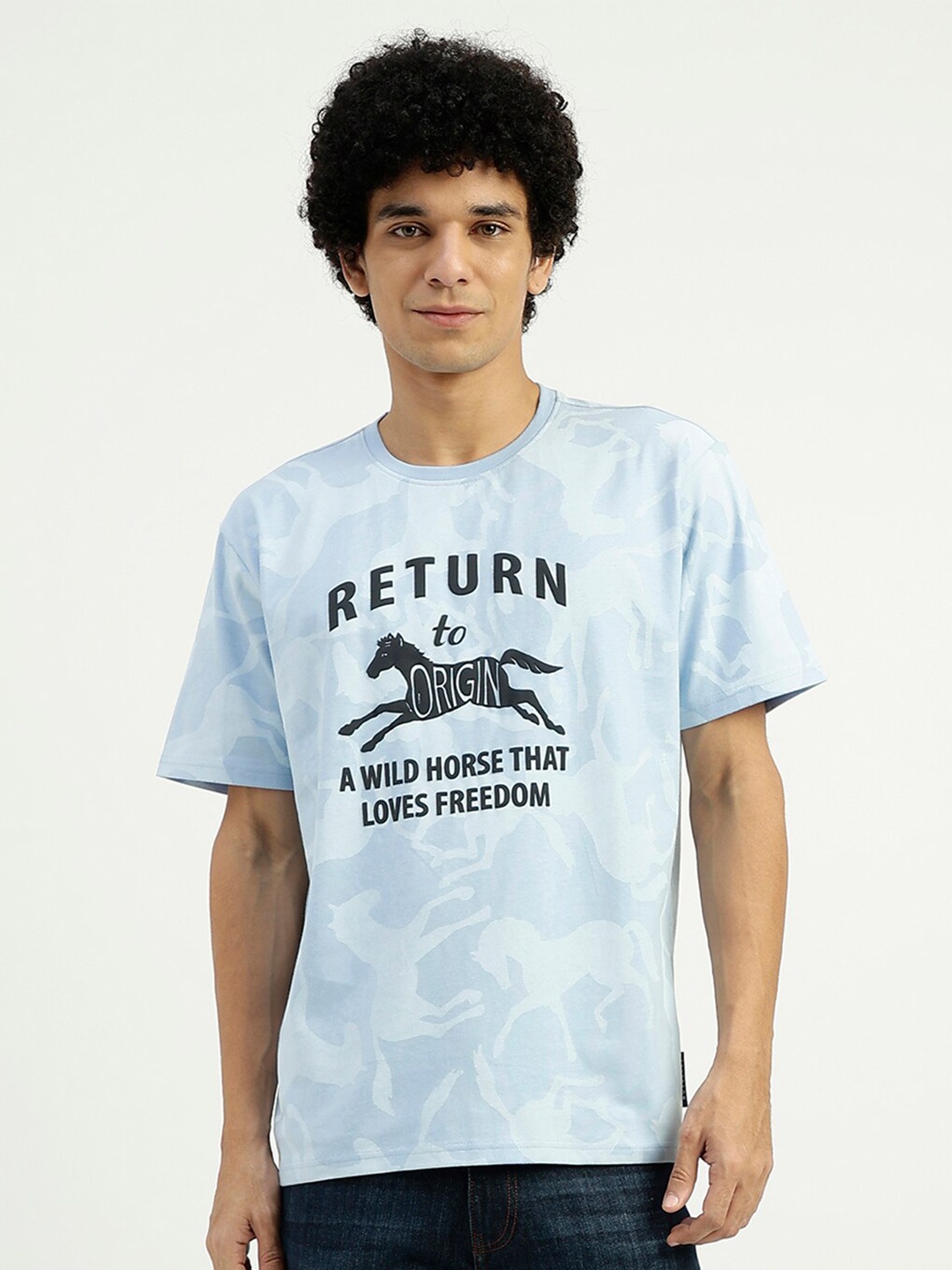 

United Colors of Benetton Typography Printed Pure Cotton T-shirt, Blue
