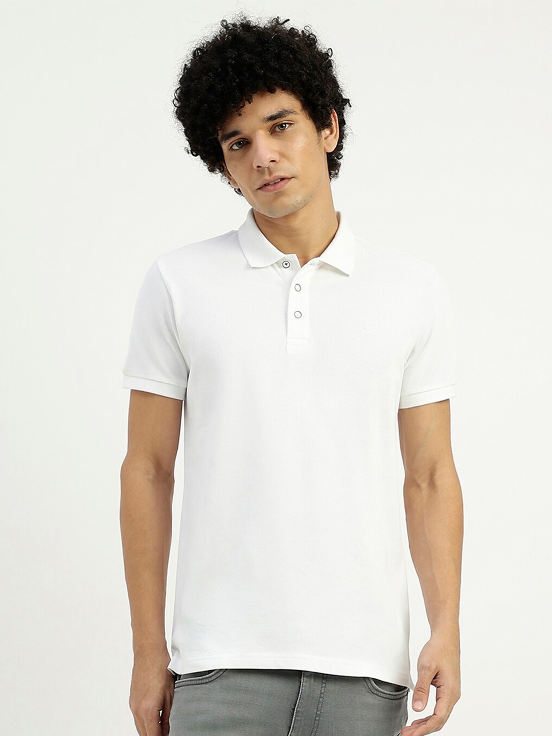 

United Colors of Benetton Polo Collar Pure Cotton T-shirt, White