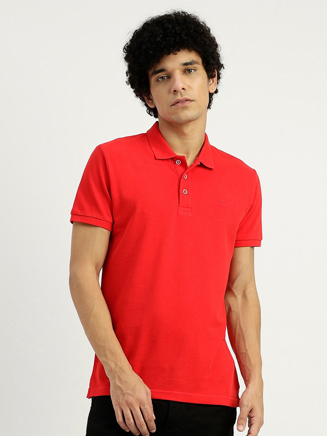 

United Colors of Benetton Polo Collar Pure Cotton T-shirt, Red