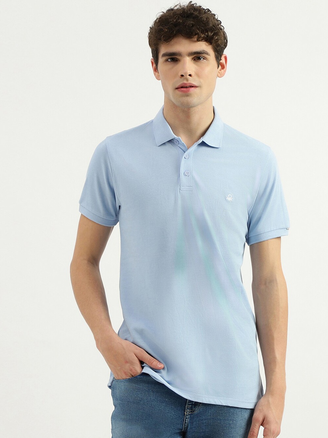 

United Colors of Benetton Polo Collar Cotton T-shirt, Blue