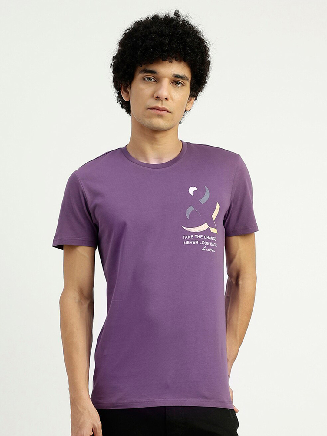 

United Colors of Benetton Graphic Printed Pure Cotton T-shirt, Purple
