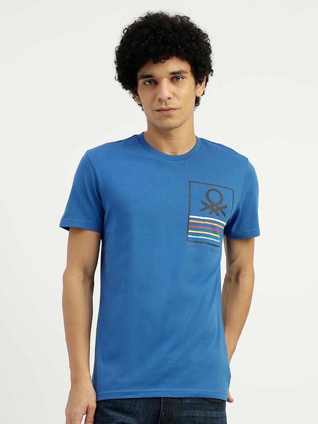 

United Colors of Benetton Typography Pure Cotton T-shirt, Blue