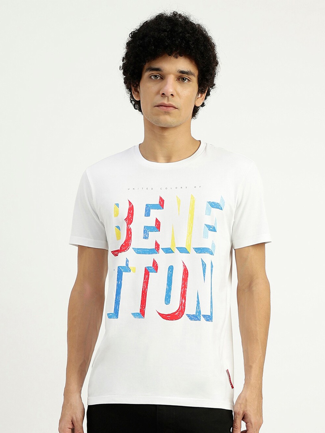 

United Colors of Benetton Typography Printed Pure Cotton T-shirt, White