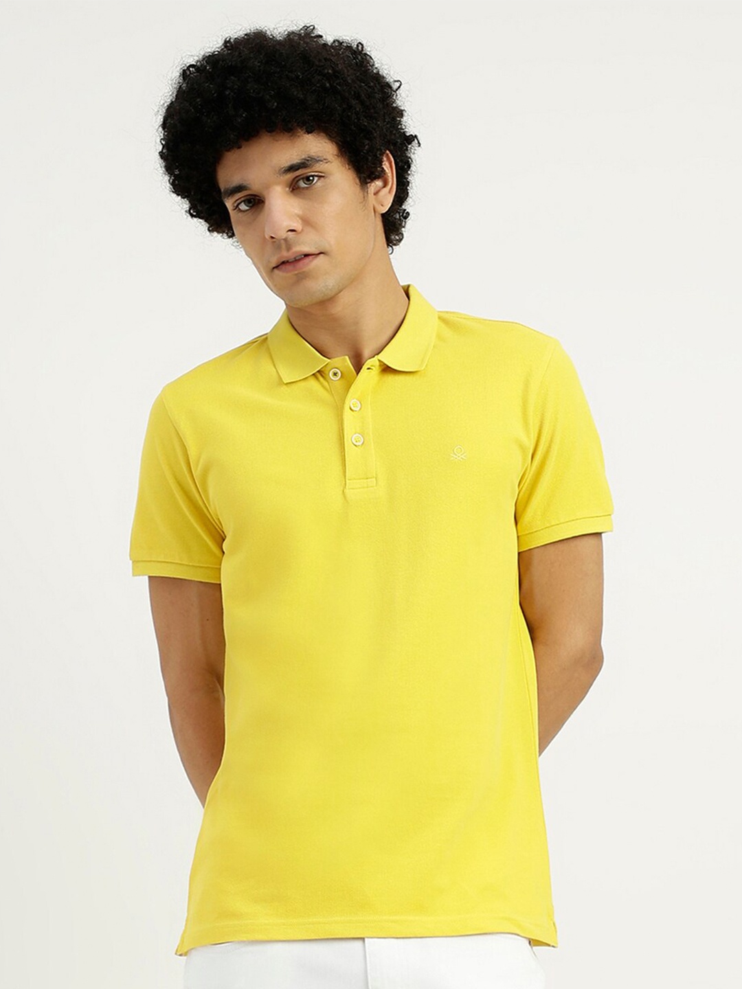 

United Colors of Benetton Polo Collar Pure Cotton T-shirt, Yellow