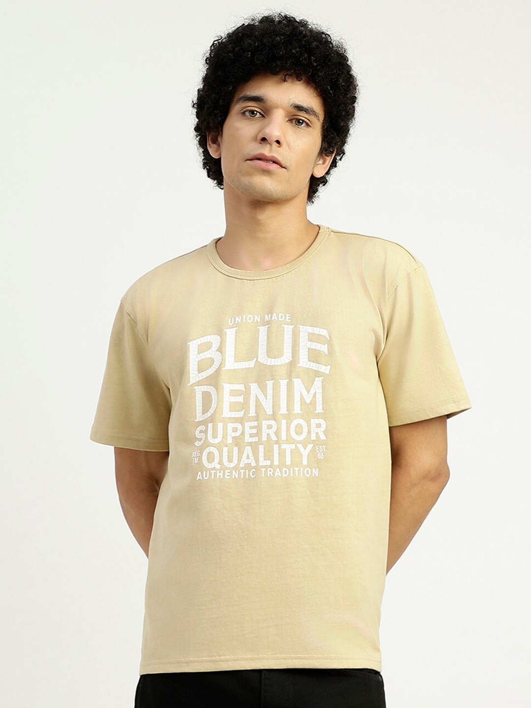 

United Colors of Benetton Typography Printed Pure Cotton T-shirt, Beige