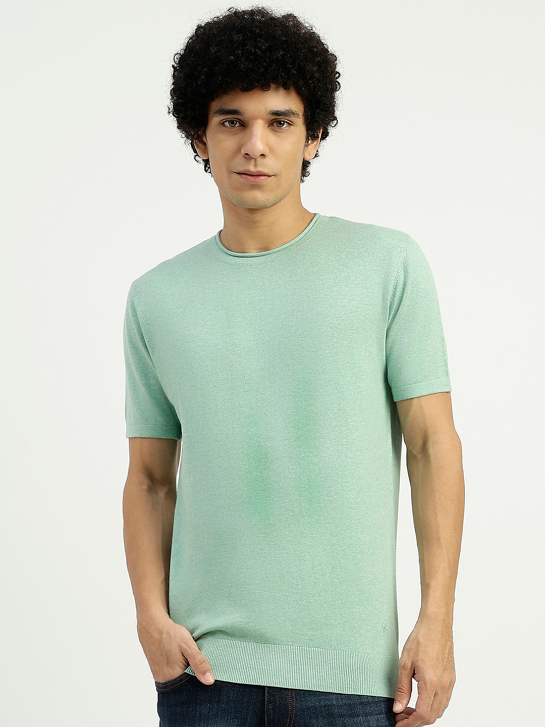 

United Colors of Benetton Round Neck Pure Cotton T-shirt, Blue