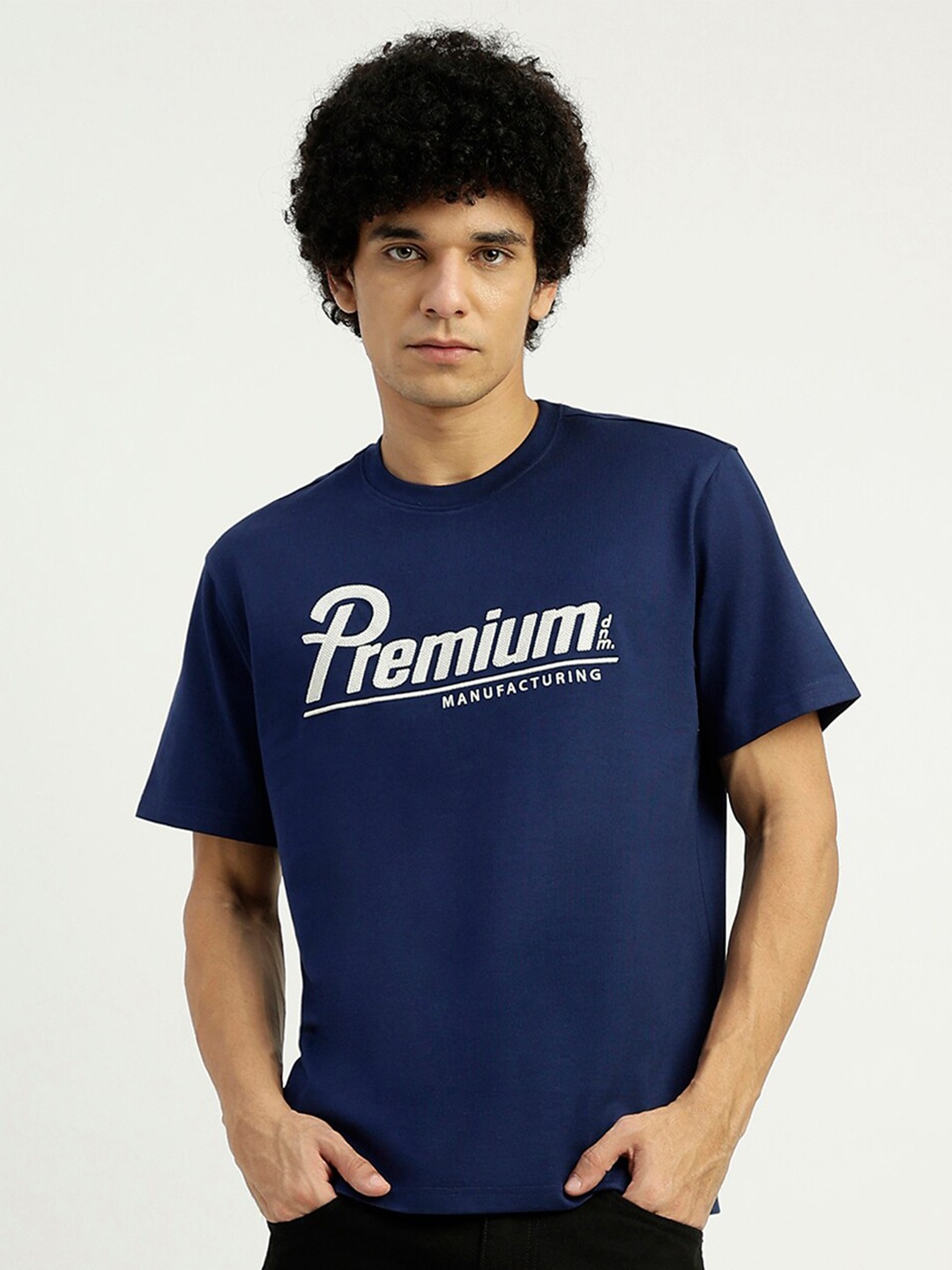 

United Colors of Benetton Typography Printed Pure Cotton T-shirt, Blue