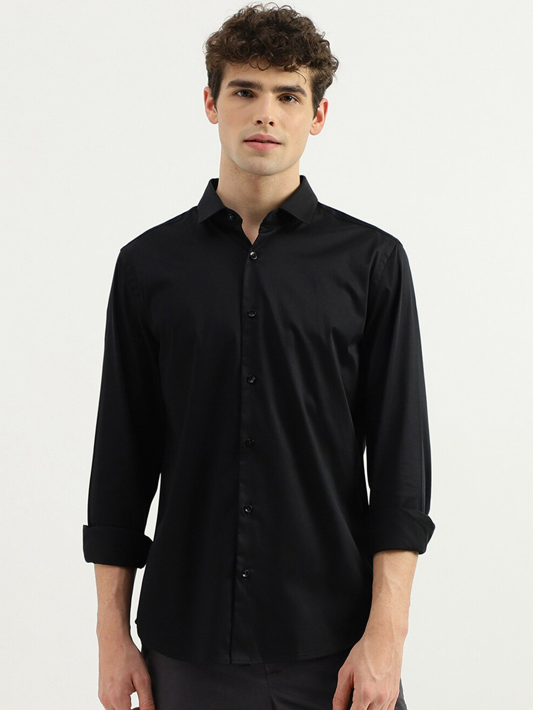 

United Colors of Benetton Slim Fit Opaque Casual Shirt, Black