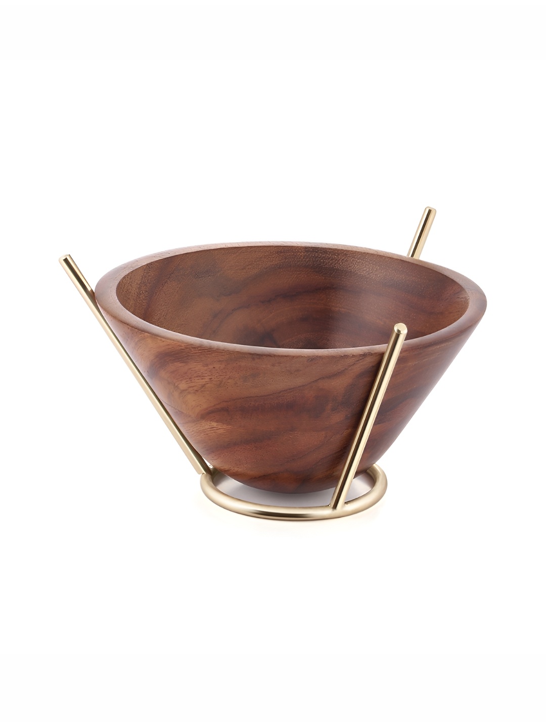 

Perenne Design Brown & Gold-Toned Wooden Easy to Clean Serving Bowl