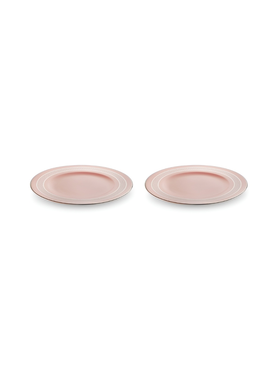 

Perenne Design Pink & White 2 Pieces Geometric Printed Bone China Matte Plates
