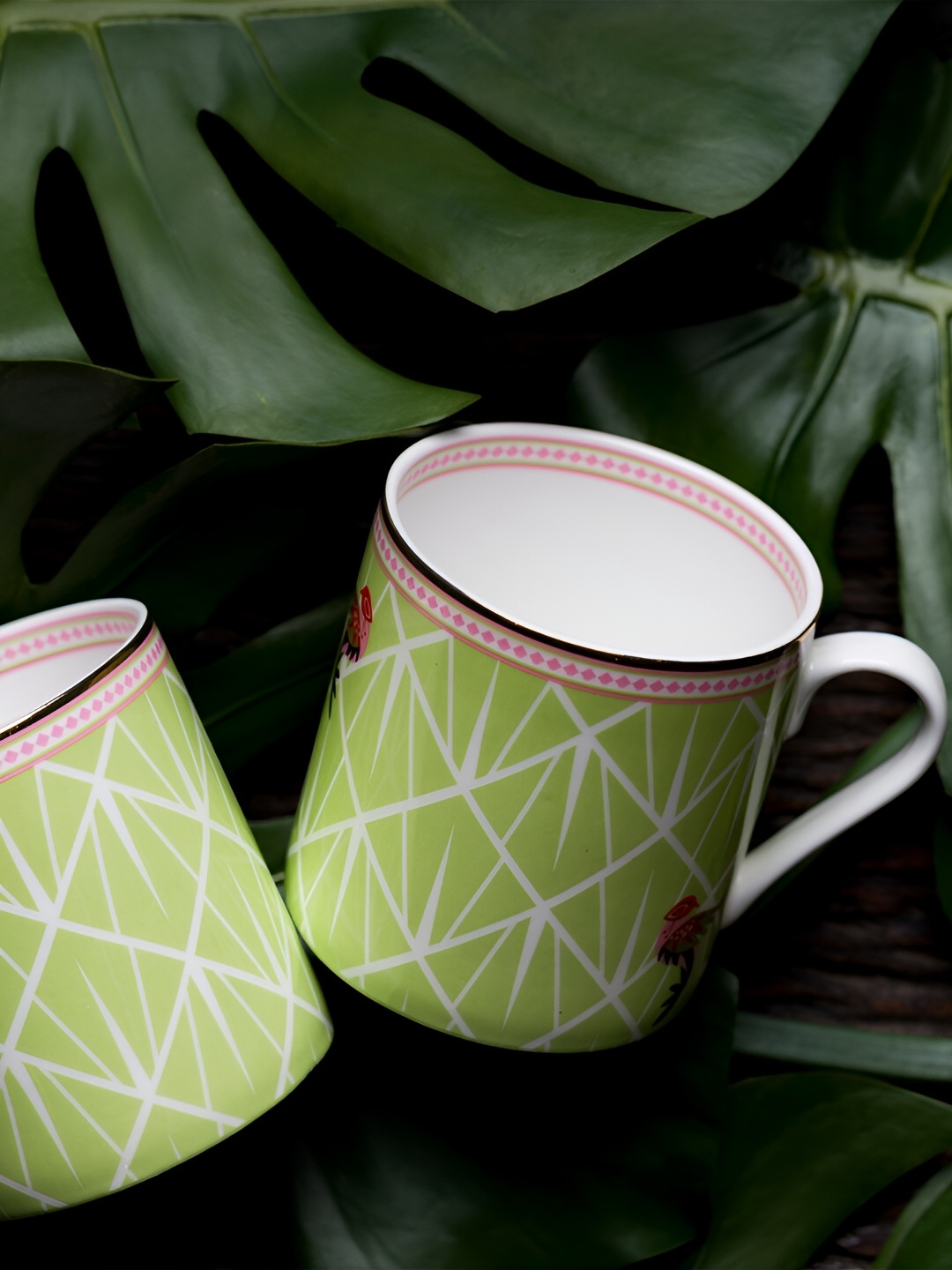 

Perenne Design Lime Green & White Printed Matte Mug 425 ml