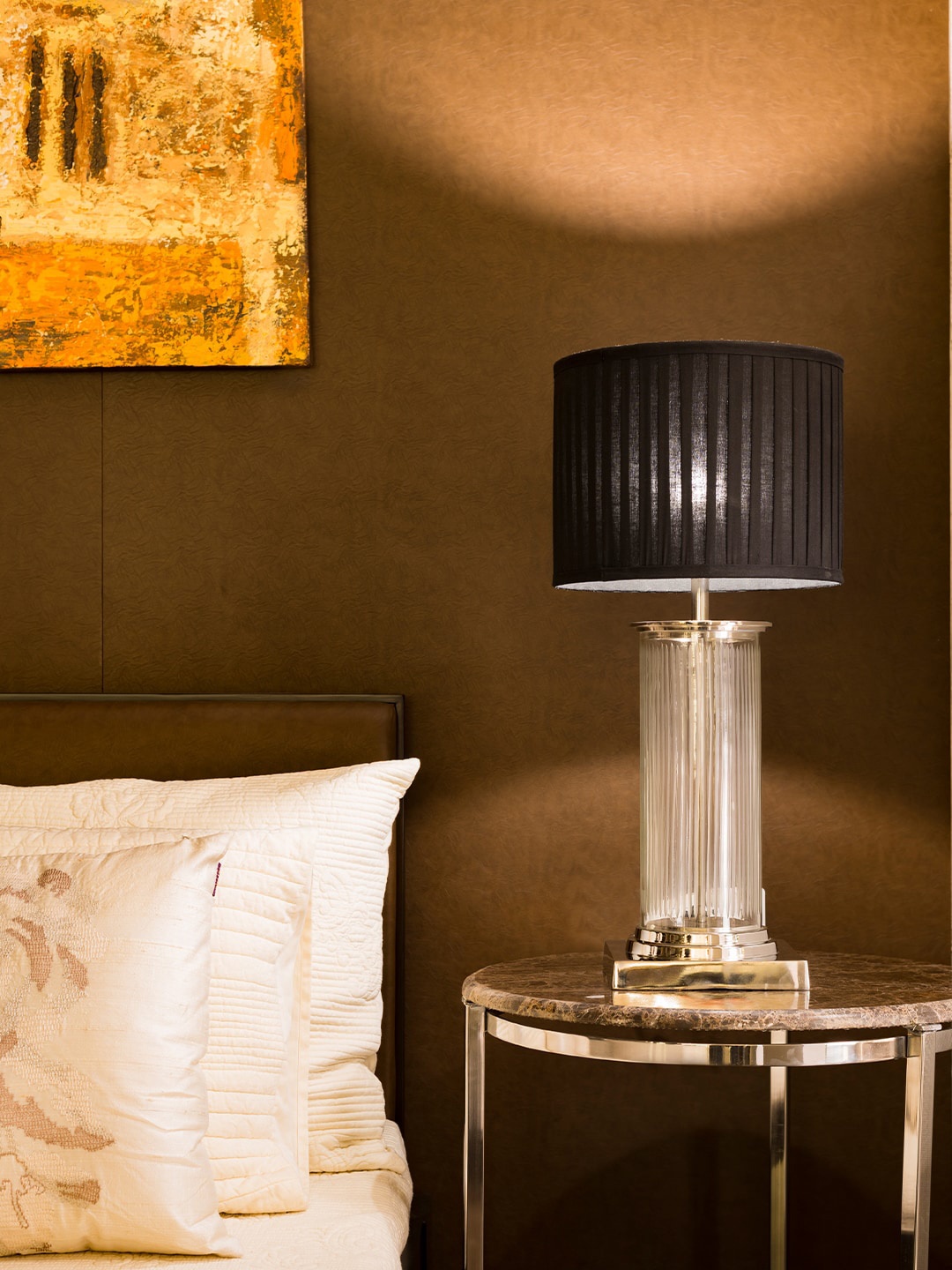 

Perenne Design Black & Silver Toned Glass Table Lamp