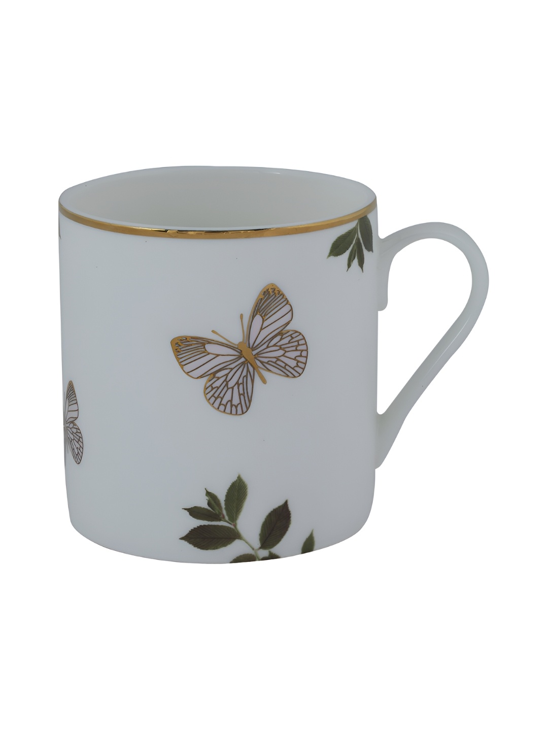 

Perenne Design White & Green Printed Bone China Matte Mug 425ml