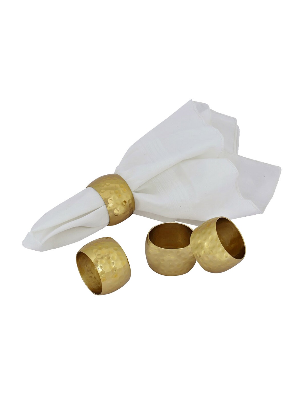 

Perenne Design 4 Pieces Yellow Textured Napkin Rings, Gold