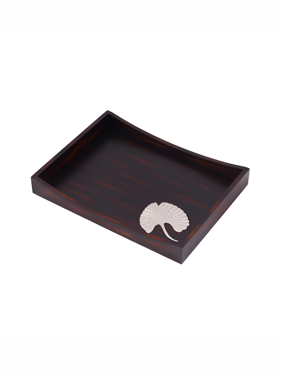 

Perenne Design Brown & Silver-Toned Textured Wooden Tray