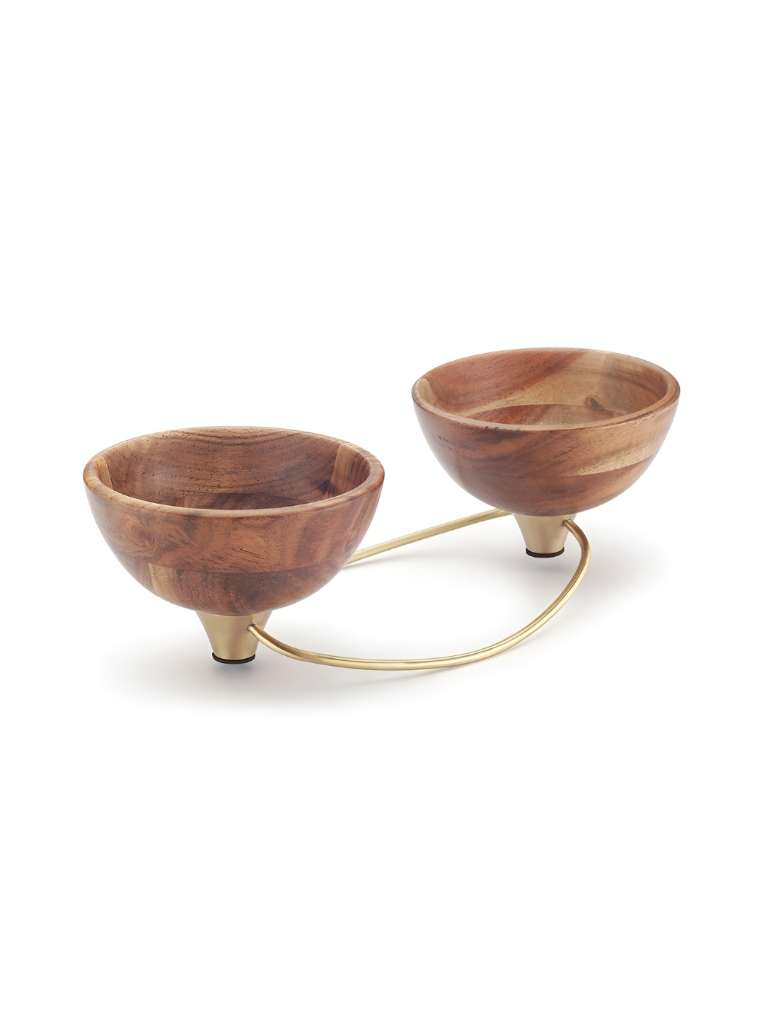 

Perenne Design Brown & Gold-Toned Wooden Hoop Nut Bowl