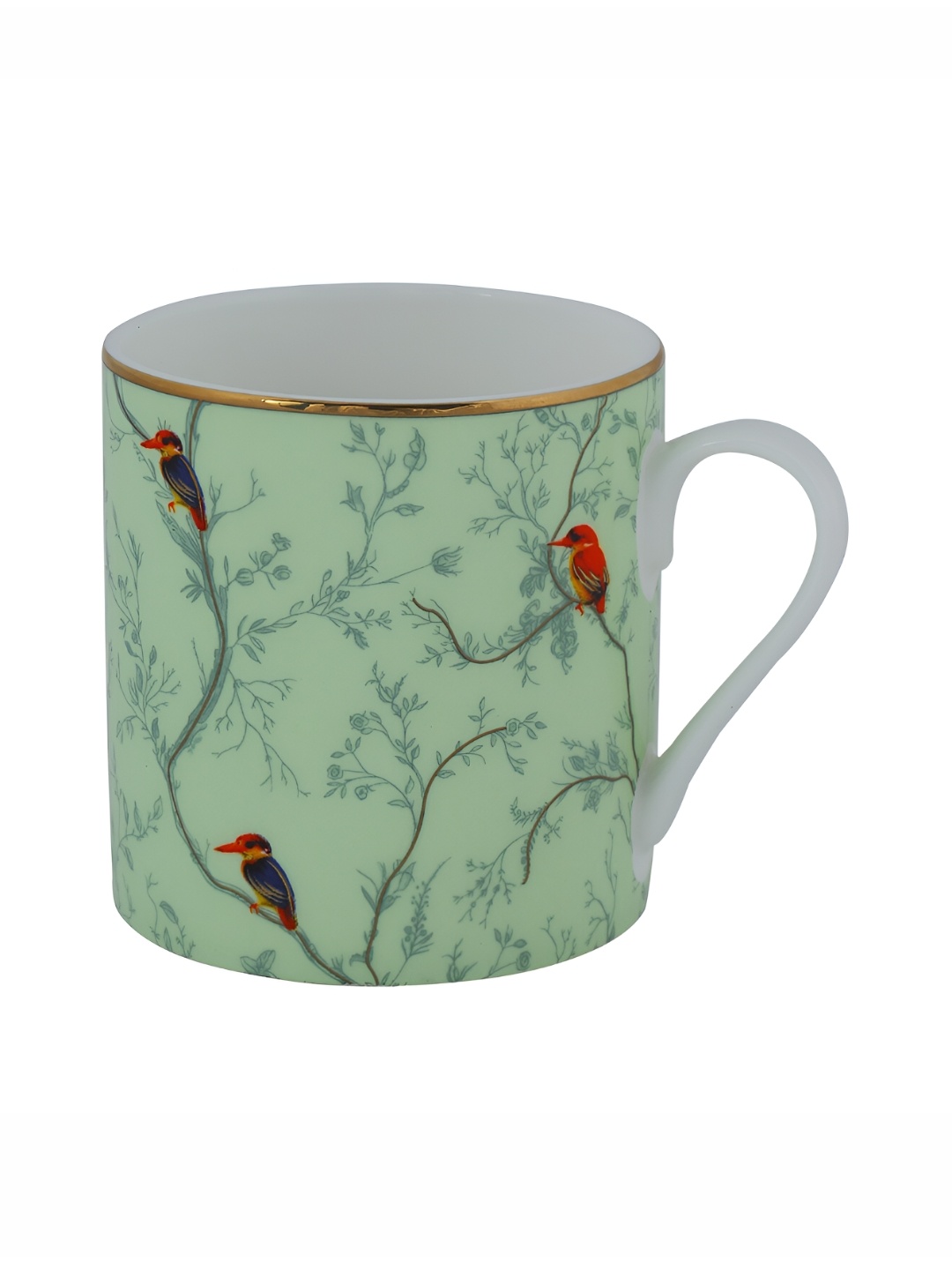 

Perenne Design Green & Red Printed Bone China Matte Mugs 425 ml