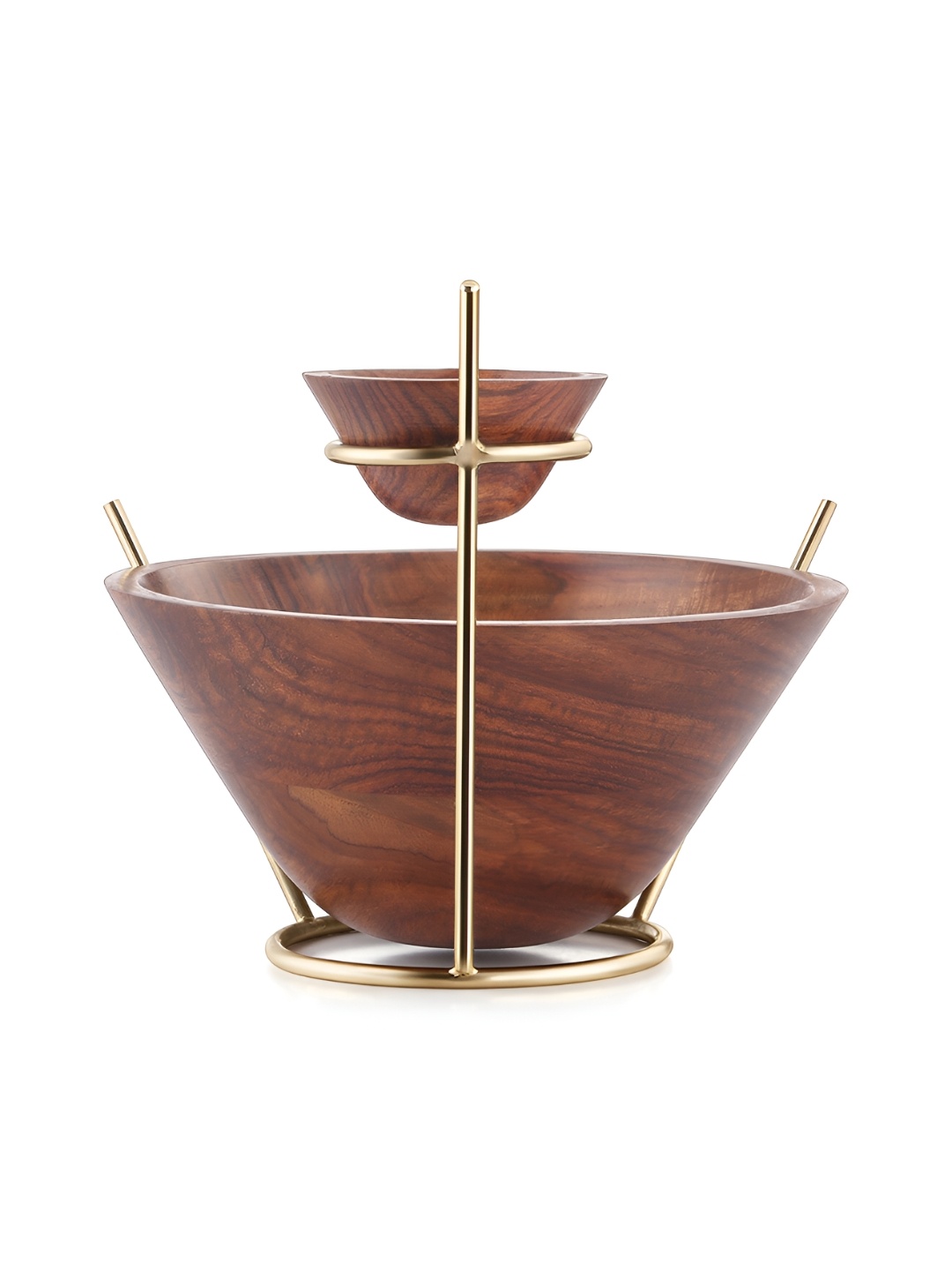 

Perenne Design Brown & Gold-Toned Wooden Serving & Dip Bowl