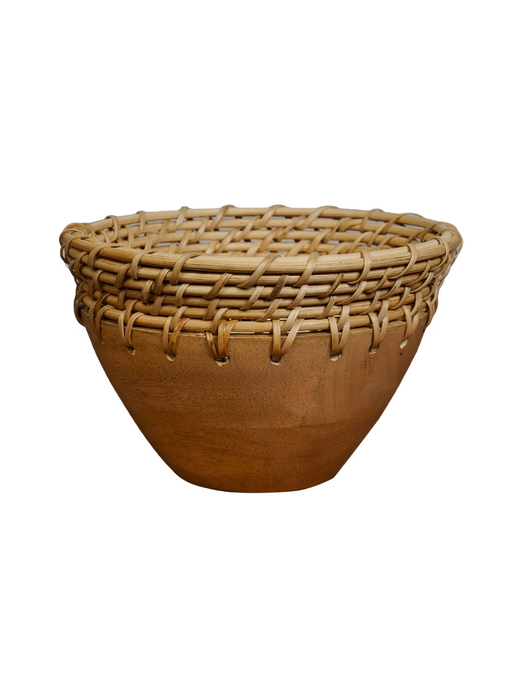 

Perenne Design Brown & Camel Brown Wooden Serving Bowl