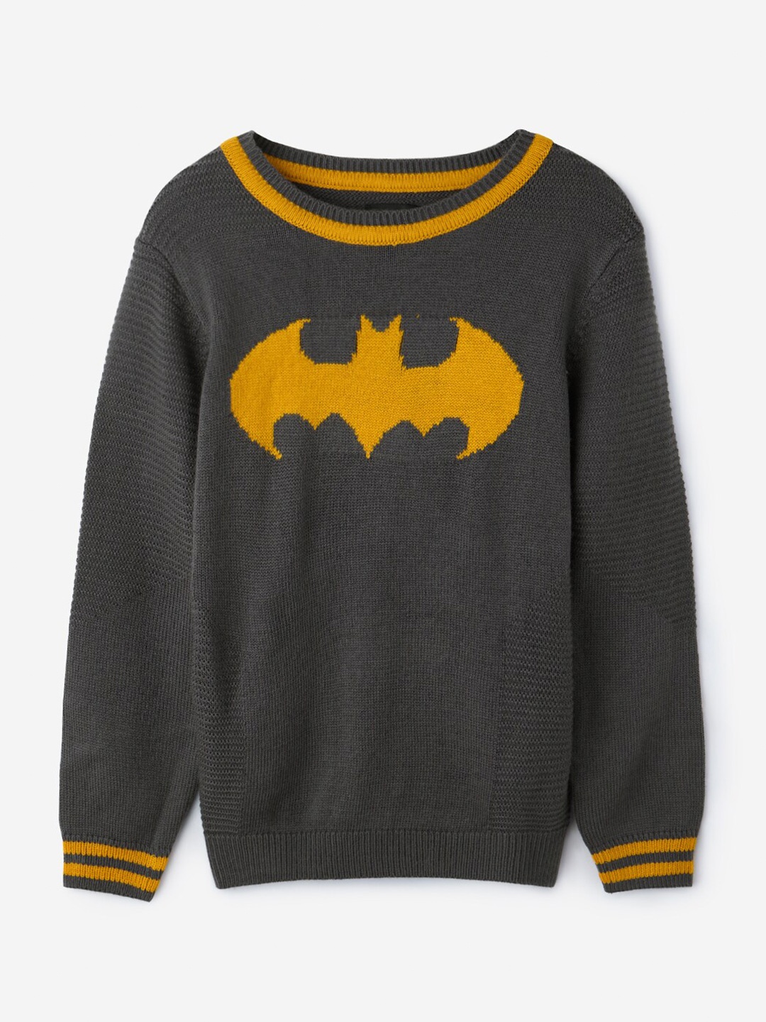 

The Souled Store Boys Batman Self Design Acrylic Pullover Sweater, Grey