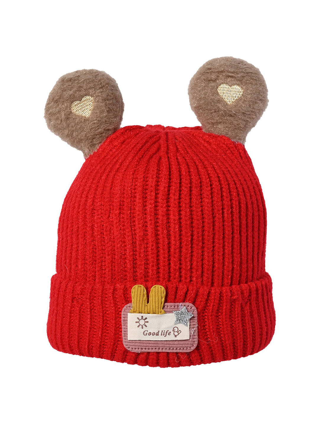 

KID-O-WORLD Girls Self Design Woollen Beanie, Red
