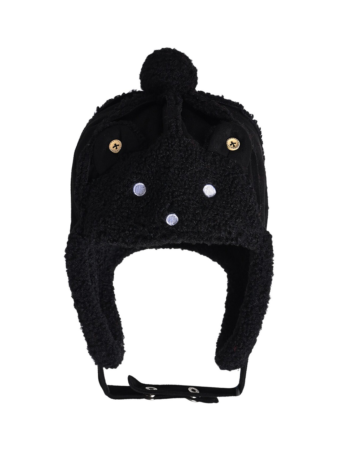 

KID-O-WORLD Girls Self Design Woollen Beanie Cap, Black