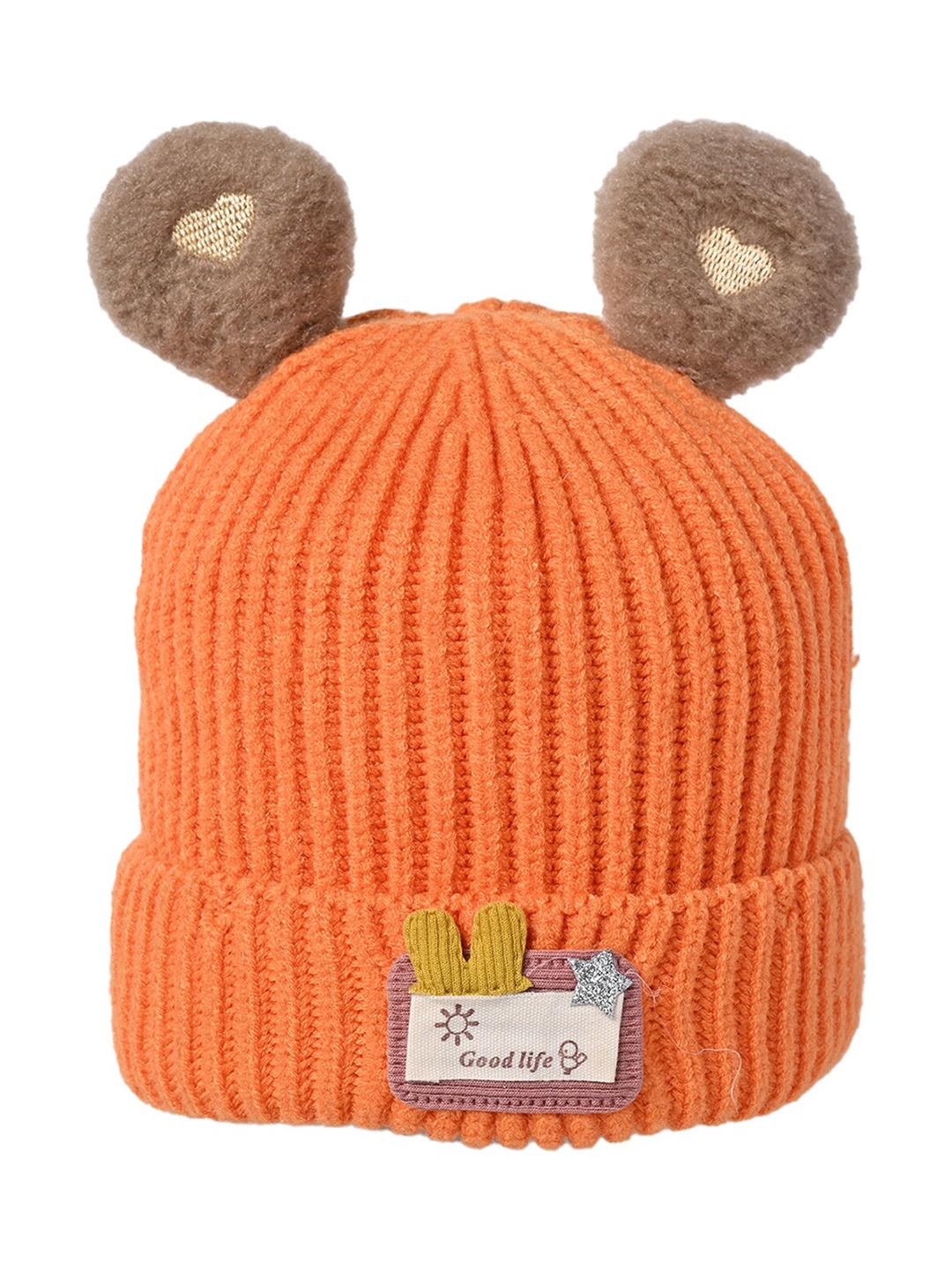 

KID-O-WORLD Infants Self Design Woollen Beanie Cap, Orange