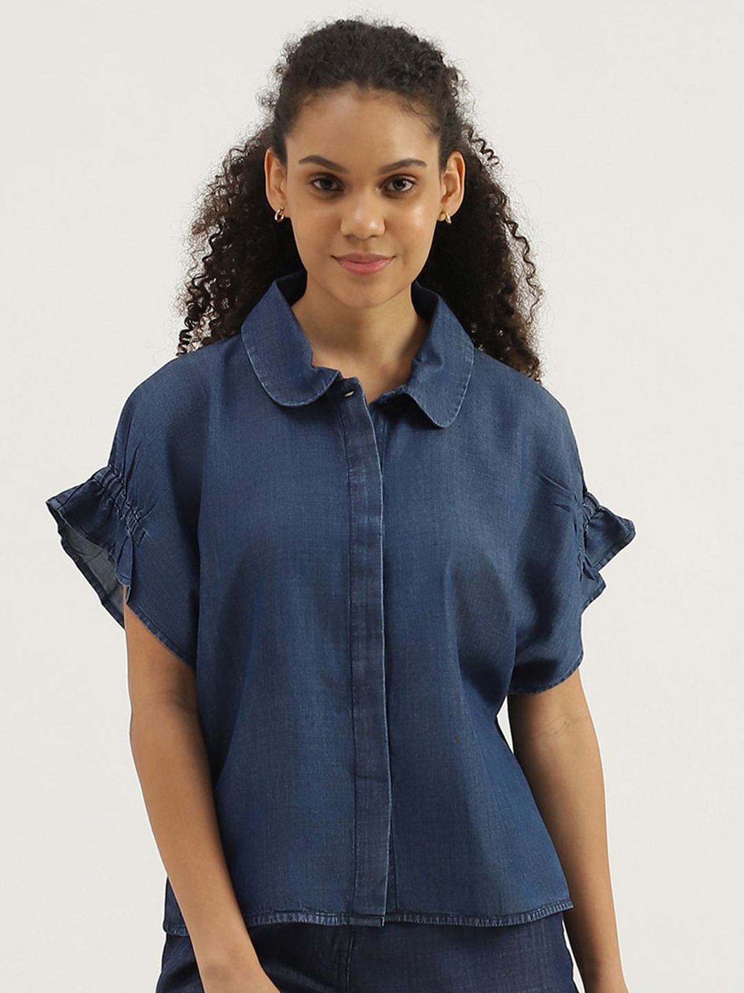 

United Colors of Benetton Extended Sleeves Opaque Casual Shirt, Blue