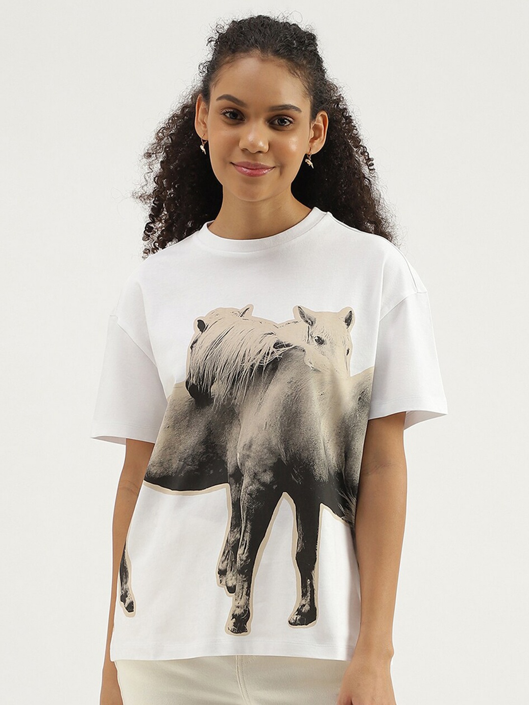 United Colors of Benetton Graphic Printed Pure Cotton T-shirt, White